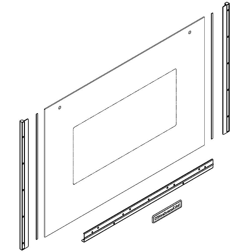 Part #w10789062, Range Lower Oven Door Outer Panel / 39.50 x 7.00 x 30.00