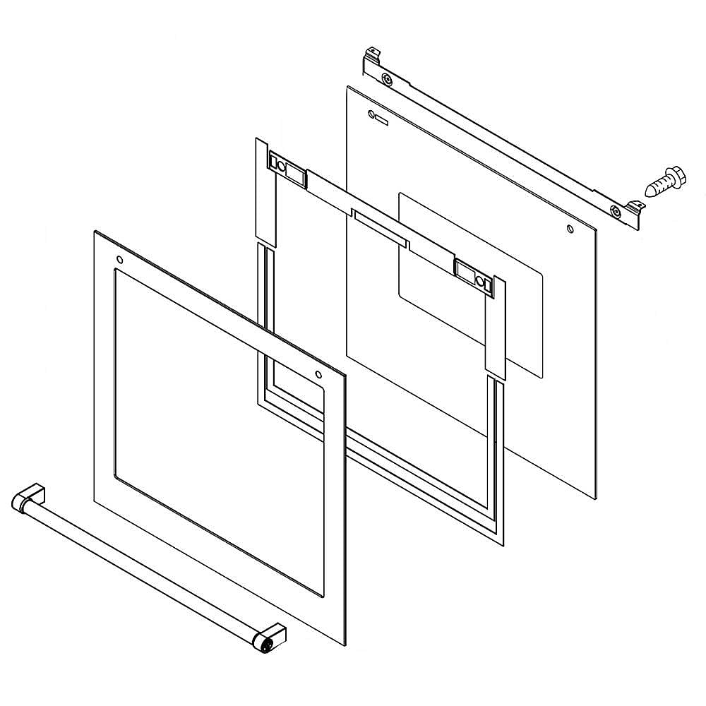 Part #w10801071, Wall Oven Door Outer Panel Assembly (Stainless) (Replaces W10692415) / 21.00 x 22.75 x 4.00