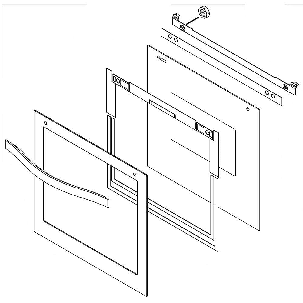 Part #w10804163, Wall Oven Door Outer Panel Assembly (White) / 39.50 x 6.75 x 30.25