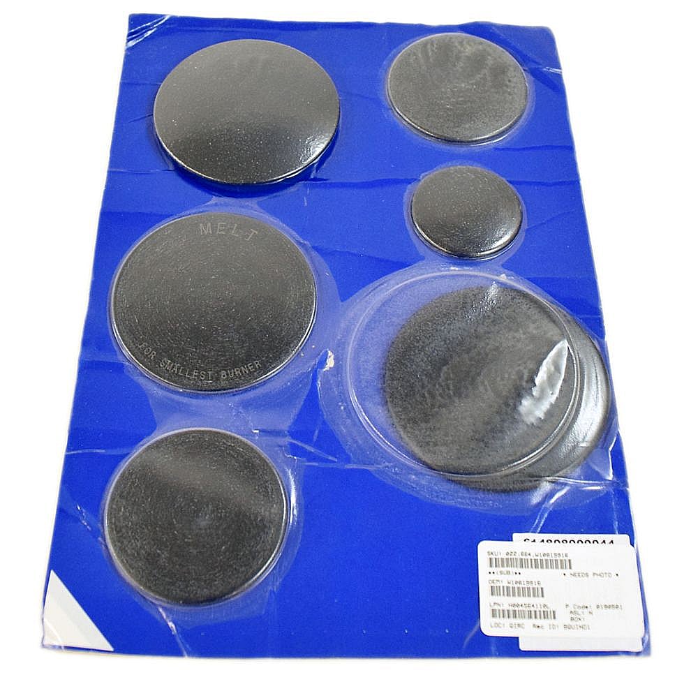 Part #w10819916, Cooktop Burner Cap Set (Replaces W10597132) / 15.00 x 11.00 x 0.25