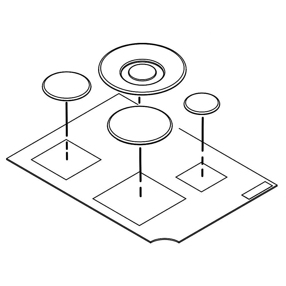 Part #w10831828, Cooktop Burner Cap Set (Black) (Replaces W10617346) / 10.02 x 8.00 x 1.00