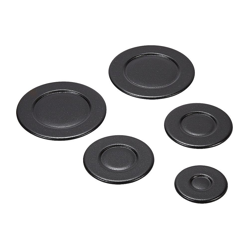 Part #w10832694, Cooktop Burner Cap Set (Black) (Replaces W10597133) / 10.00 x 8.00 x 0.25