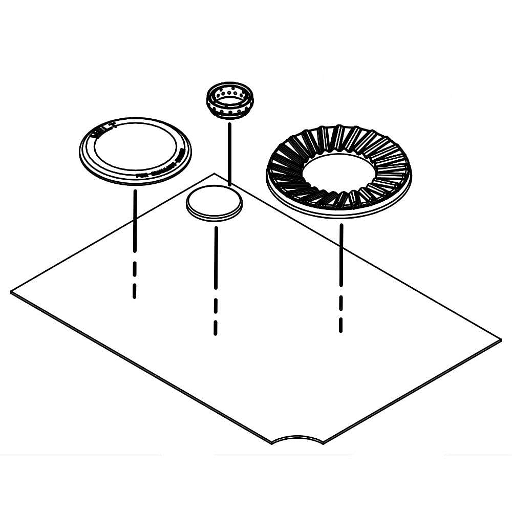 Photo of Part #w10836474, Cooktop Burner Cap Kit | 13.50 x 9.75 x 0.50 from Repair Parts Direct
