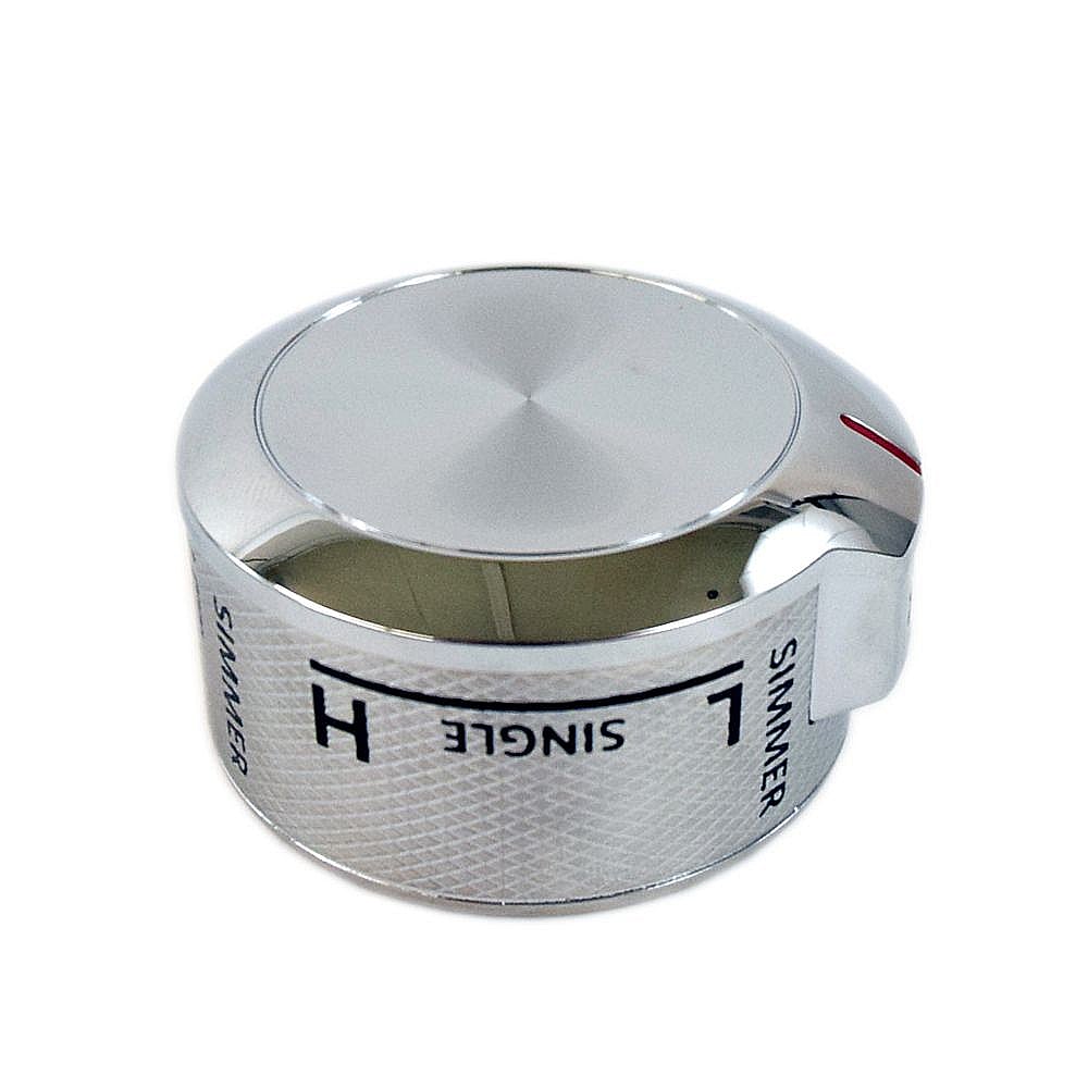 Part #w10877188, Range Surface Burner Knob, Left Front (Stainless) / 9.00 x 7.20 x 0.01