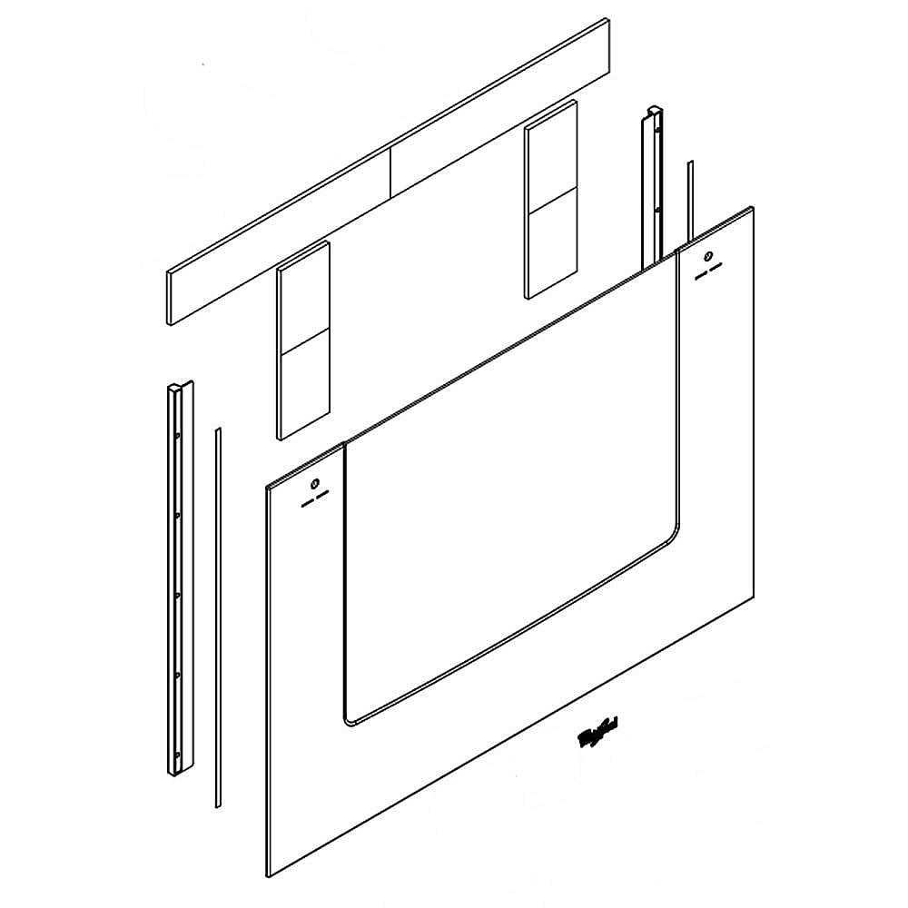 Part #w10877566, Range Oven Door Outer Panel Assembly (Stainless) (Replaces W10845037) / 30.25 x 39.25 x 6.75