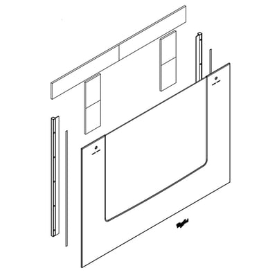 Range Oven Door Outer Panel Assembly (Stainless) (replaces W10845037)  W10877566 parts