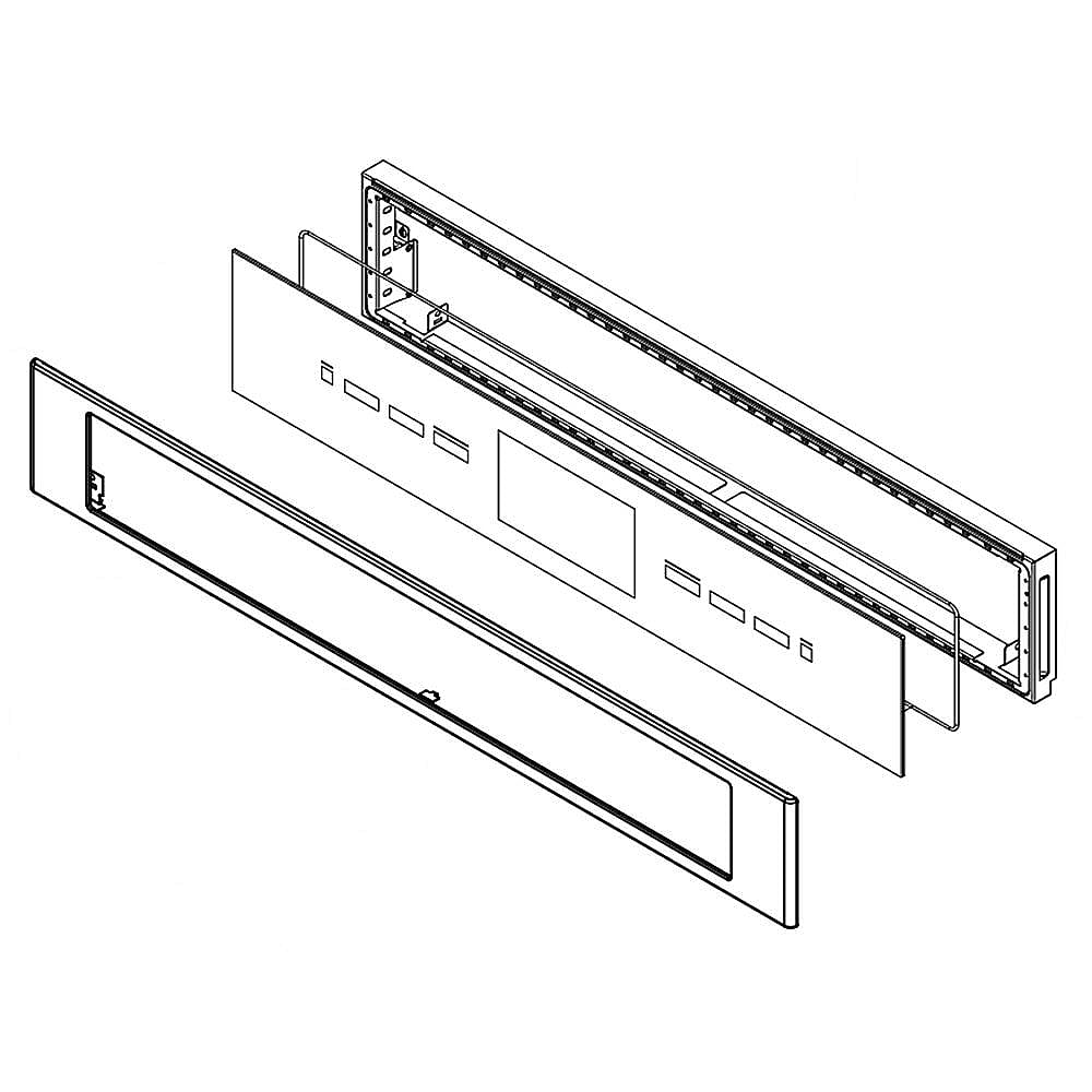 Part #w10887855, Whirlpool Wall Oven Control Panel Assembly (Stainless) (Replaces W10713605, W11299389) / 36.00 x 9.50 x 5.75