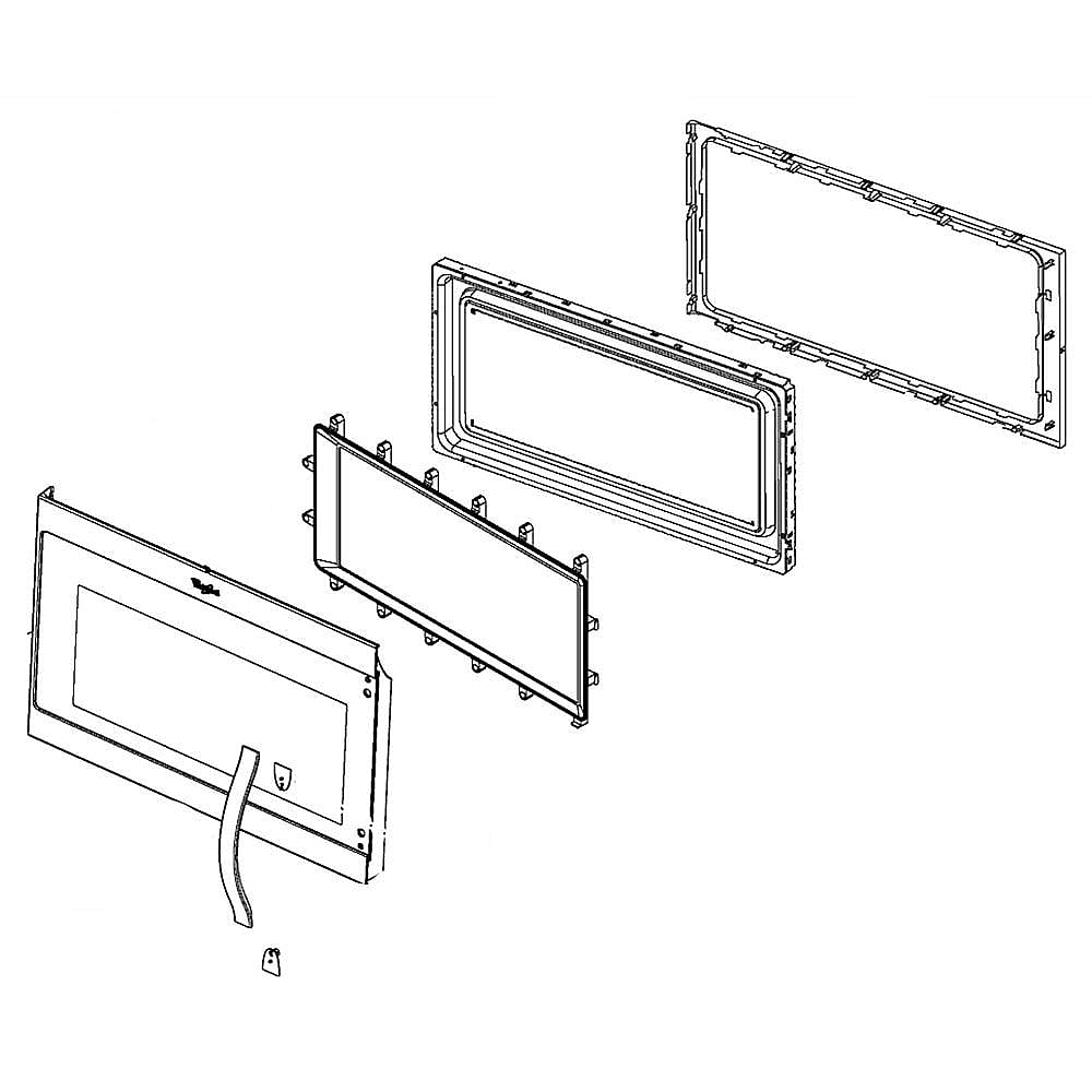 Part #w10889333, Microwave Door Assembly (Black) / 28.50 x 18.50 x 7.00