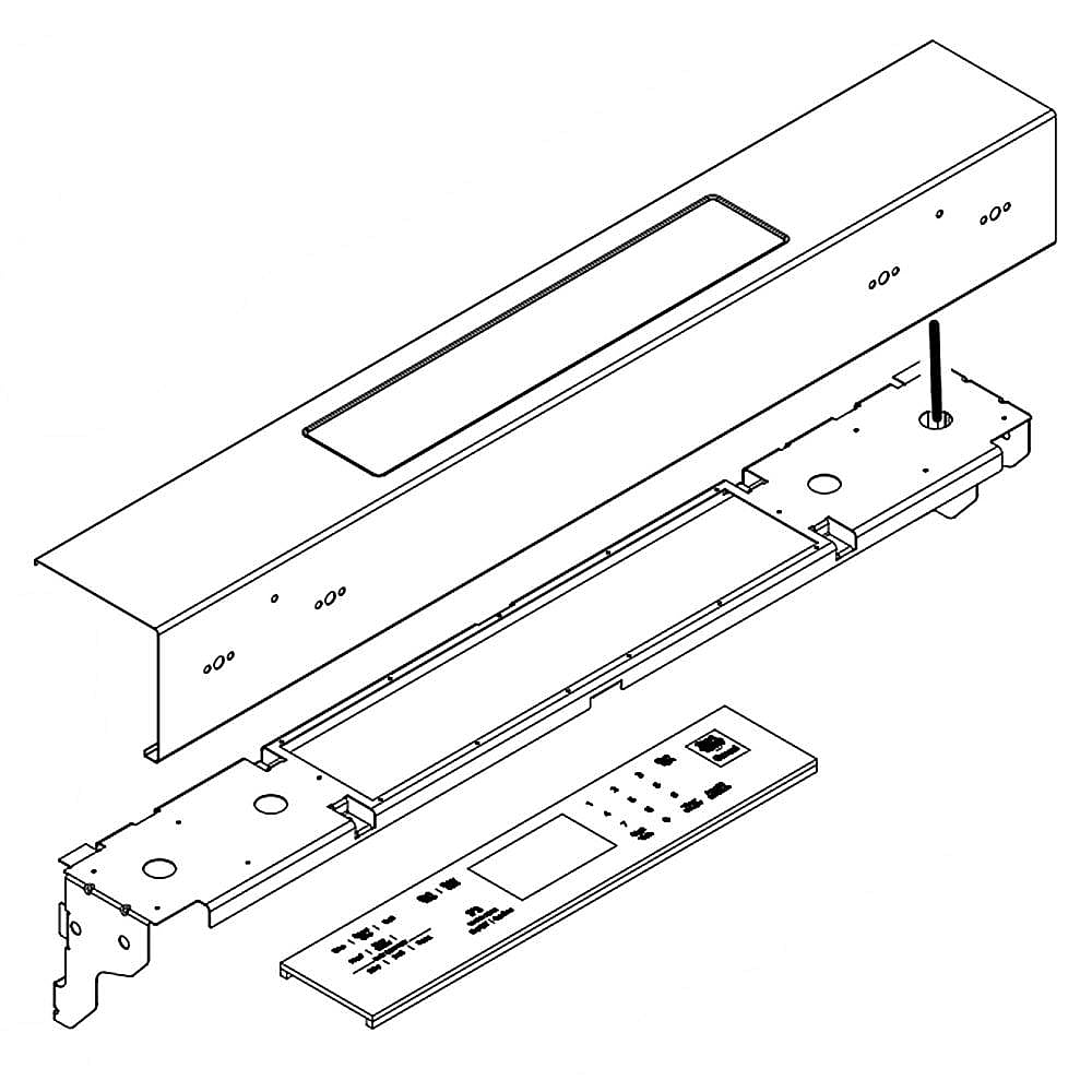 Part #w10915031, Whirlpool Range Control Panel Assembly (Stainless) (Replaces W10697329, W10901117) / 34.25 x 5.50 x 4.75