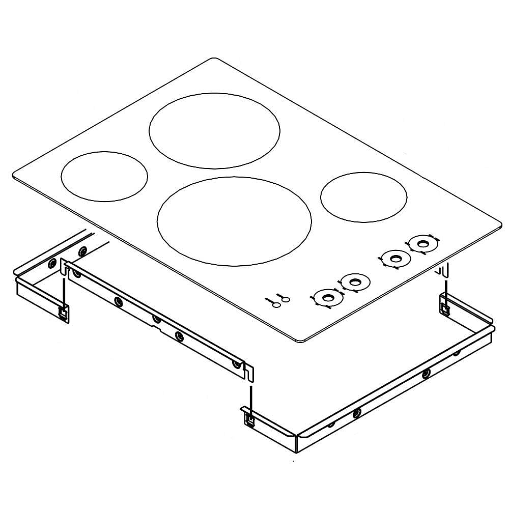 Part #w10915734, Cooktop Main Top Assembly (Black) / 39.75 x 30.25 x 7.00