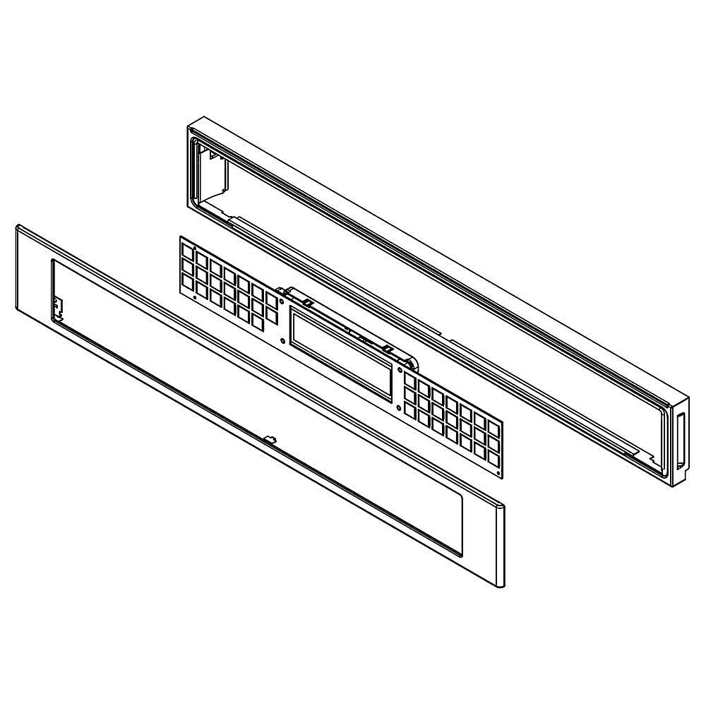 Part #w10916757, Wall Oven Control Panel Assembly (Stainless) / 6.13 x 2.00 x 33.32