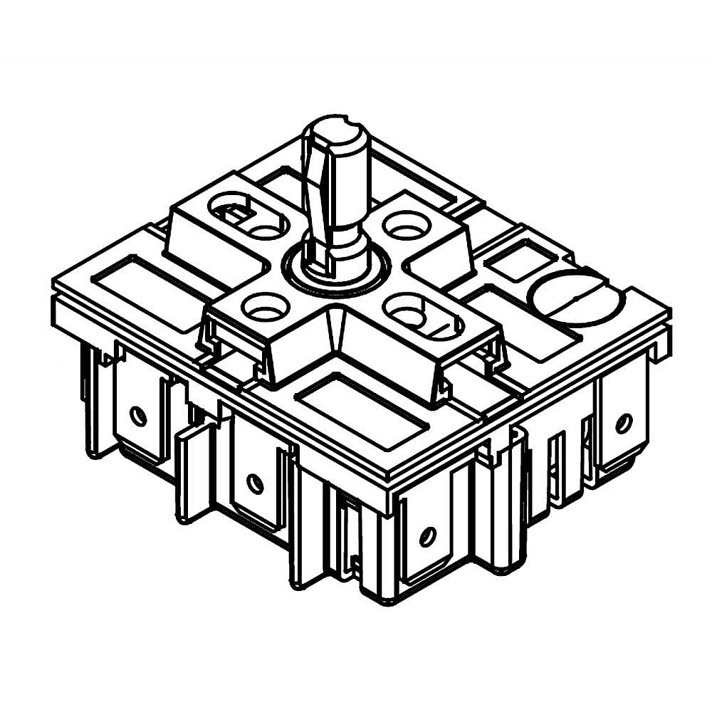 Photo of GE Part #w10917724, Ran Surface Element Control Switch | 2.25 x 2.00 x 1.75 from Repair Parts Direct
