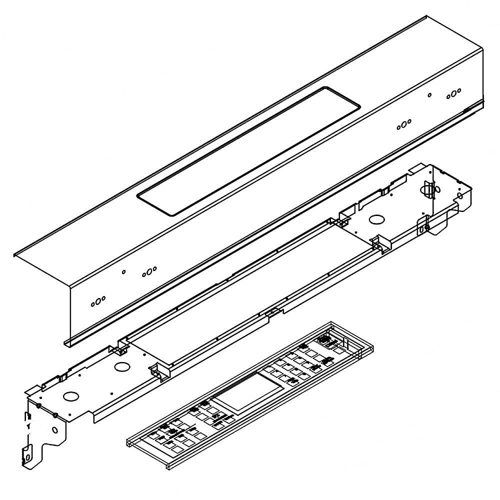 Part #w11029431, Whirlpool Range Control Panel Assembly (Stainless) (Replaces W10901124) / 5.07 x 5.07 x 34.25