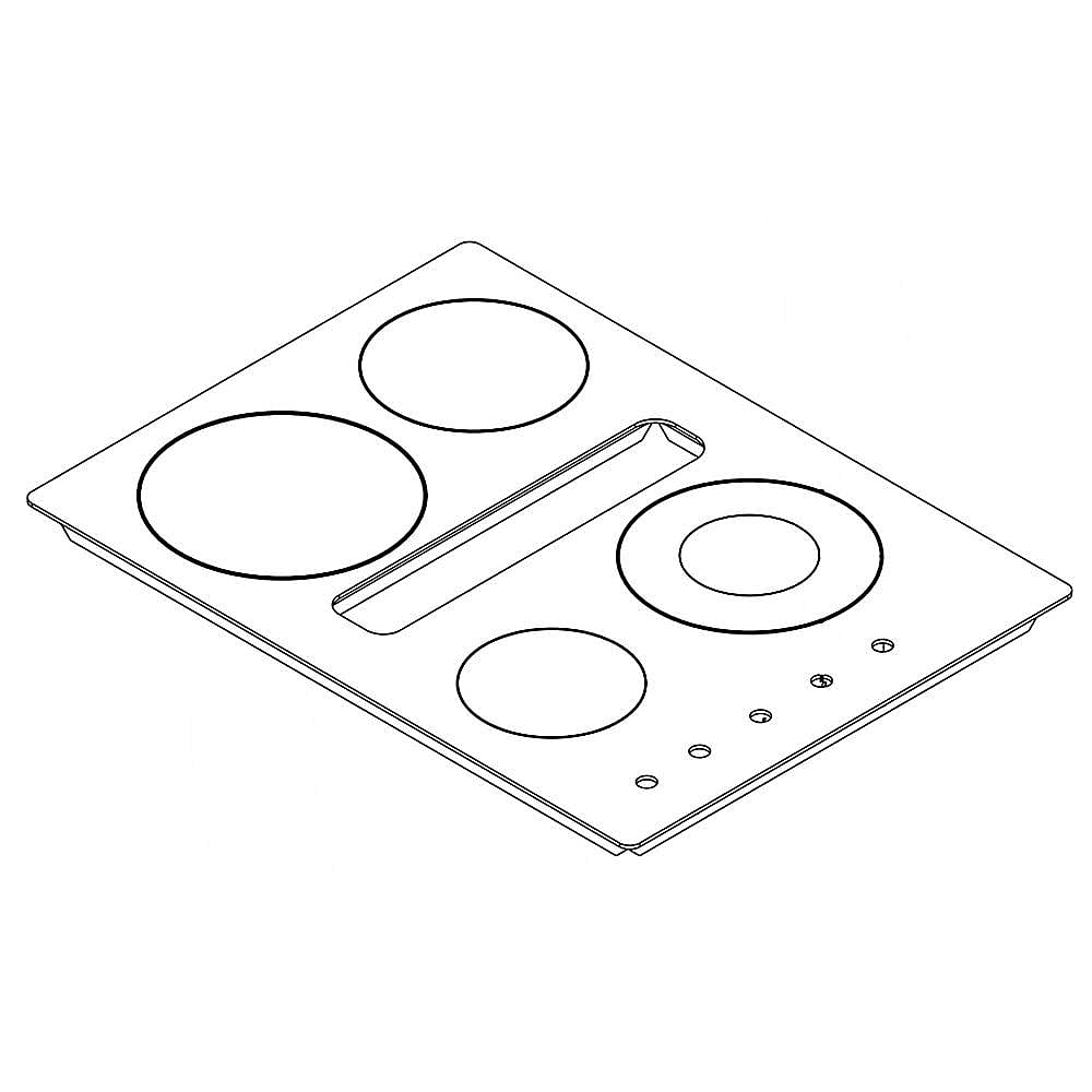 Part #w11051484, Whirlpool Cooktop Main Top (Black) (Replaces W10796748) / 30.00 x 39.50 x 6.75