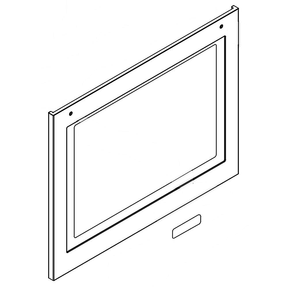 Part #w11107401, Range Oven Door Outer Panel Assembly (Black Stainless) | 39.75 x 30.50 x 7.00