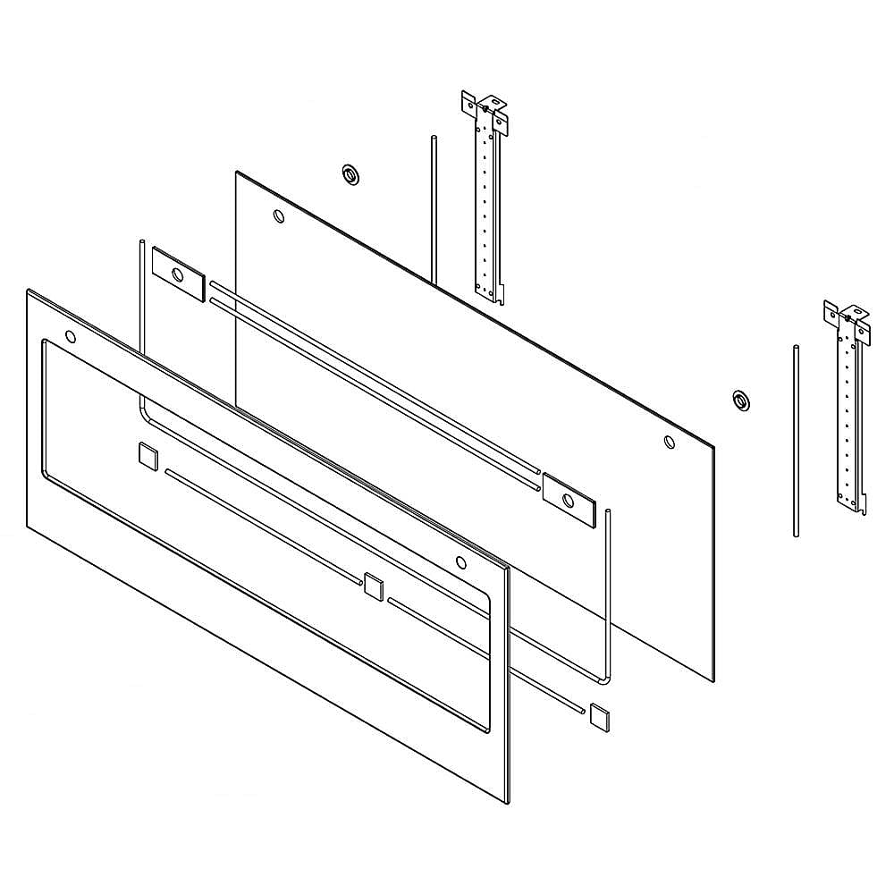 Part #w11110513, Wall Oven Microwave Door Outer Panel Assembly (Black) / 39.38 x 30.00 x 6.75