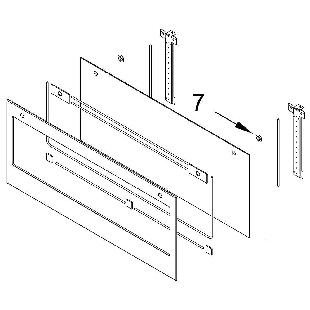 Part #w11111745, Wall Oven Microwave Door Outer Panel Assembly (Black Stainless) / 39.50 x 30.00 x 6.75