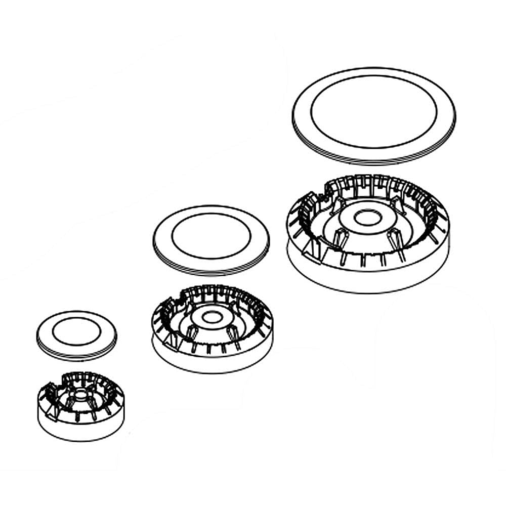 Part #w11121923, Range Surface Burner Head And Cap Set, Left (Replaces W10867890) / 15.25 x 6.75 x 2.50