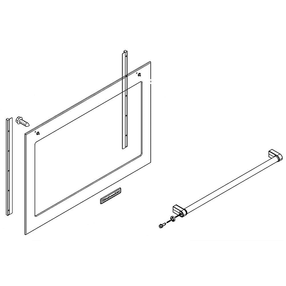 Part #w11156497, Range Oven Door Outer Panel Assembly (Black Stainless) | 39.75 x 30.00 x 6.75