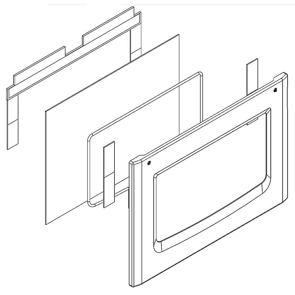 Part #w11160357, Range Lower Oven Door Outer Panel Assembly (Stainless) / 39.50 x 30.00 x 6.75