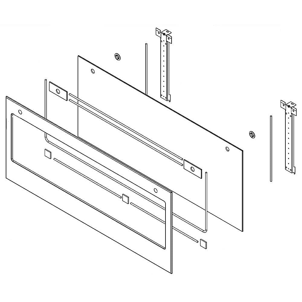 Part #w11165936, Wall Oven Microwave Door Outer Panel Assembly (Stainless) / 31.50 x 30.12 x 6.75