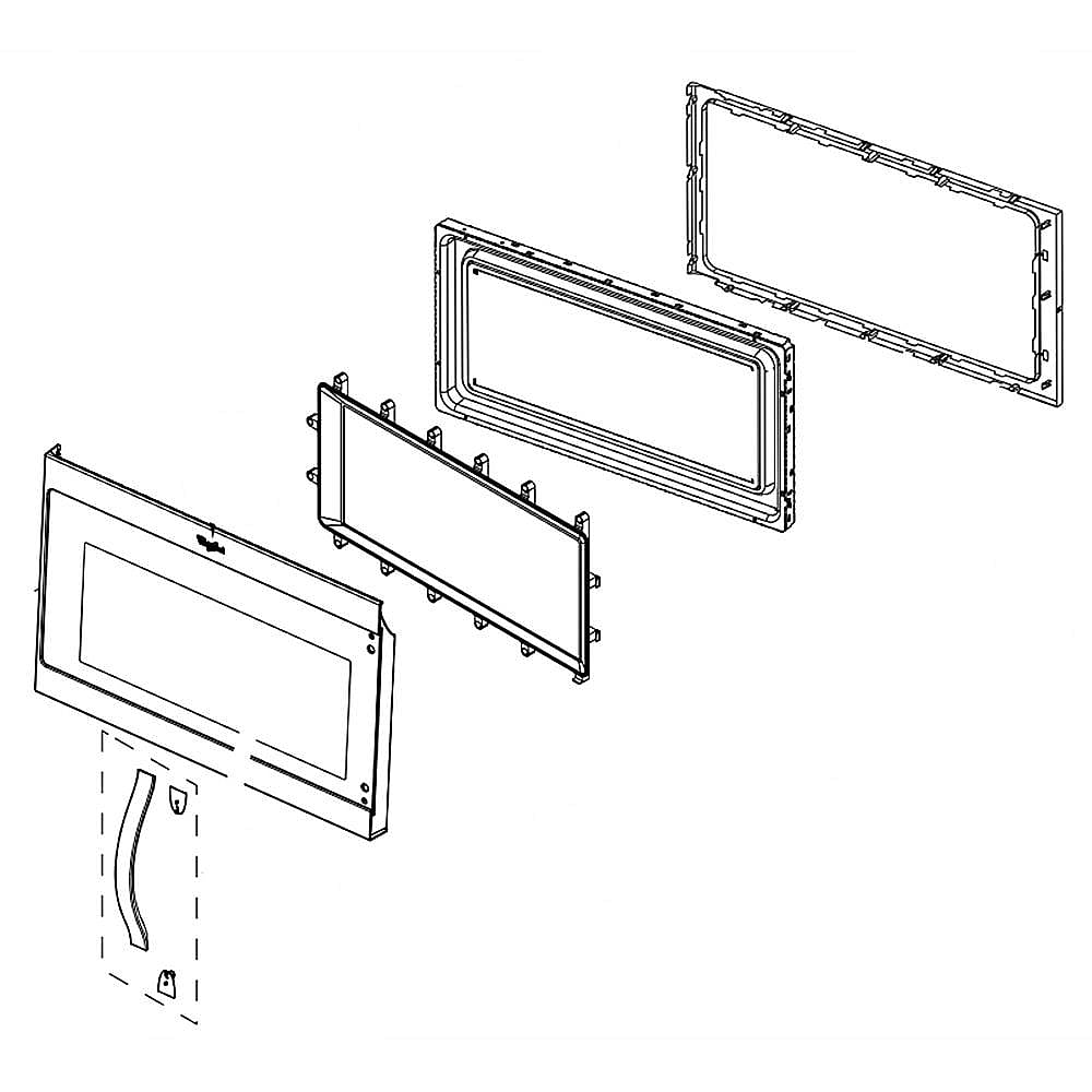 Whirlpool Part #w11173823, Microwave Door Assembly (Stainless) | 28.00 x 18.25 x 7.00