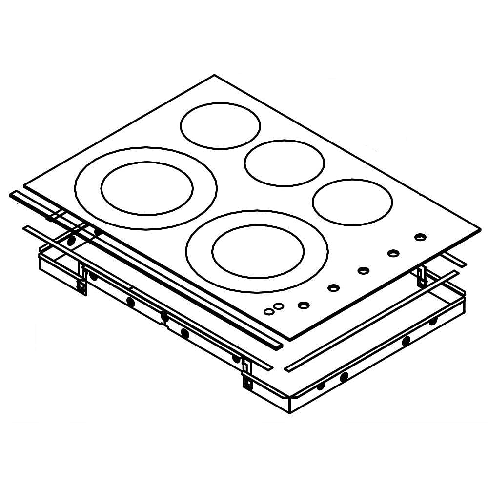 Part #w11223307, Cooktop Main Top (Black) / 39.50 x 30.00 x 6.75