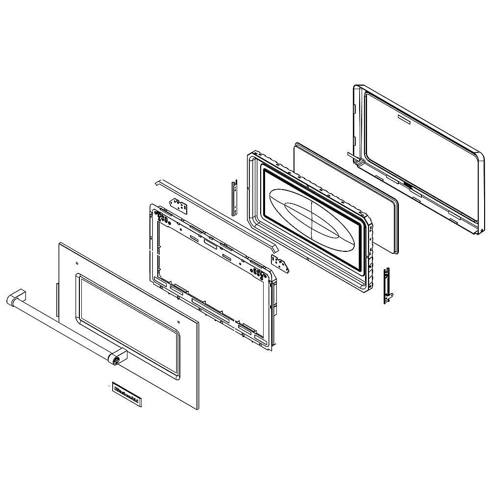 Photo of Part #w11243152, Microwave Door Assembly (Stainless) | 39.50 x 30.25 x 6.75 from Repair Parts Direct