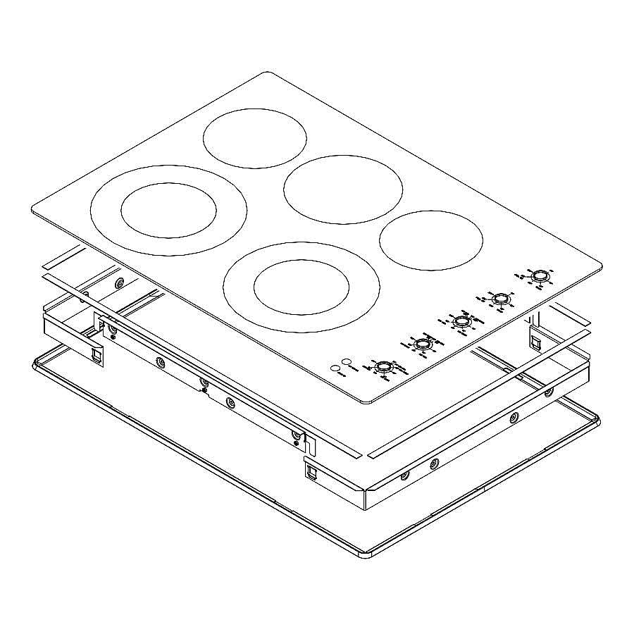 Part #w11255351, Cooktop Main Top (Black) / 39.50 x 30.00 x 6.50