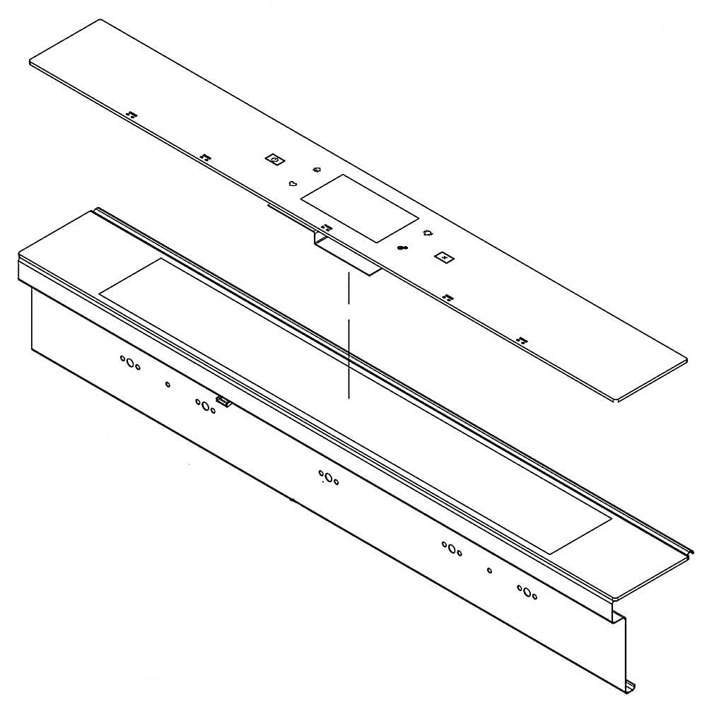 Part #w11339755, Whirlpool Range Touch Control Panel Assembly (Stainless) / 34.00 x 5.00 x 5.00