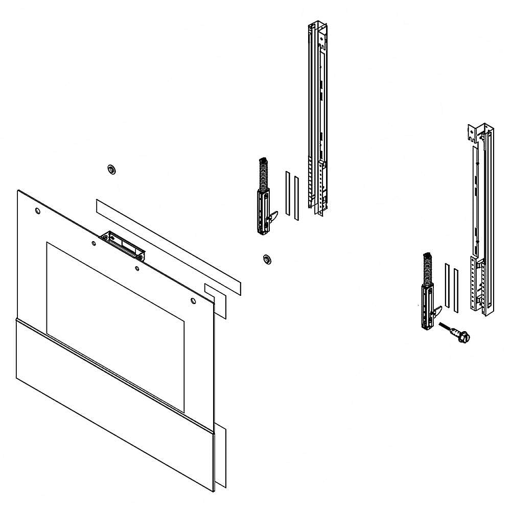 Part #w11349274, Wall Oven Lower Oven Door Outer Panel Assembly (Black And Stainless) / 39.75 x 30.00 x 6.50