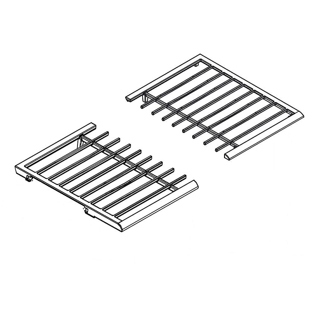 Part #w11381653, Range Surface Burner Grate Set (Black) (Replaces W10881752, W11241659) / 23.12 x 19.12 x 3.50