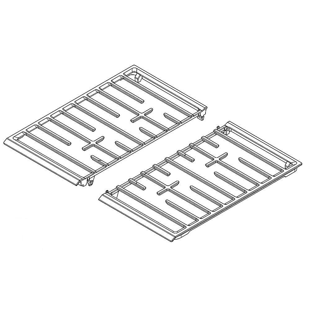 Part #w11394363, Whirlpool Range Surface Burner Grate Set (Replaces W11241653, W11382191) / 23.00 x 16.75 x 3.50