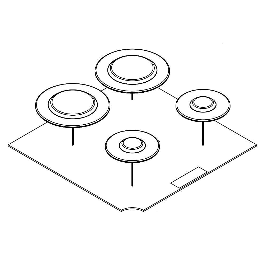 Part #w11605759, Cooktop Burner Cap Set (Replaces W11352138, W11435570)(Black) / 11.00 x 0.11 x 15.50