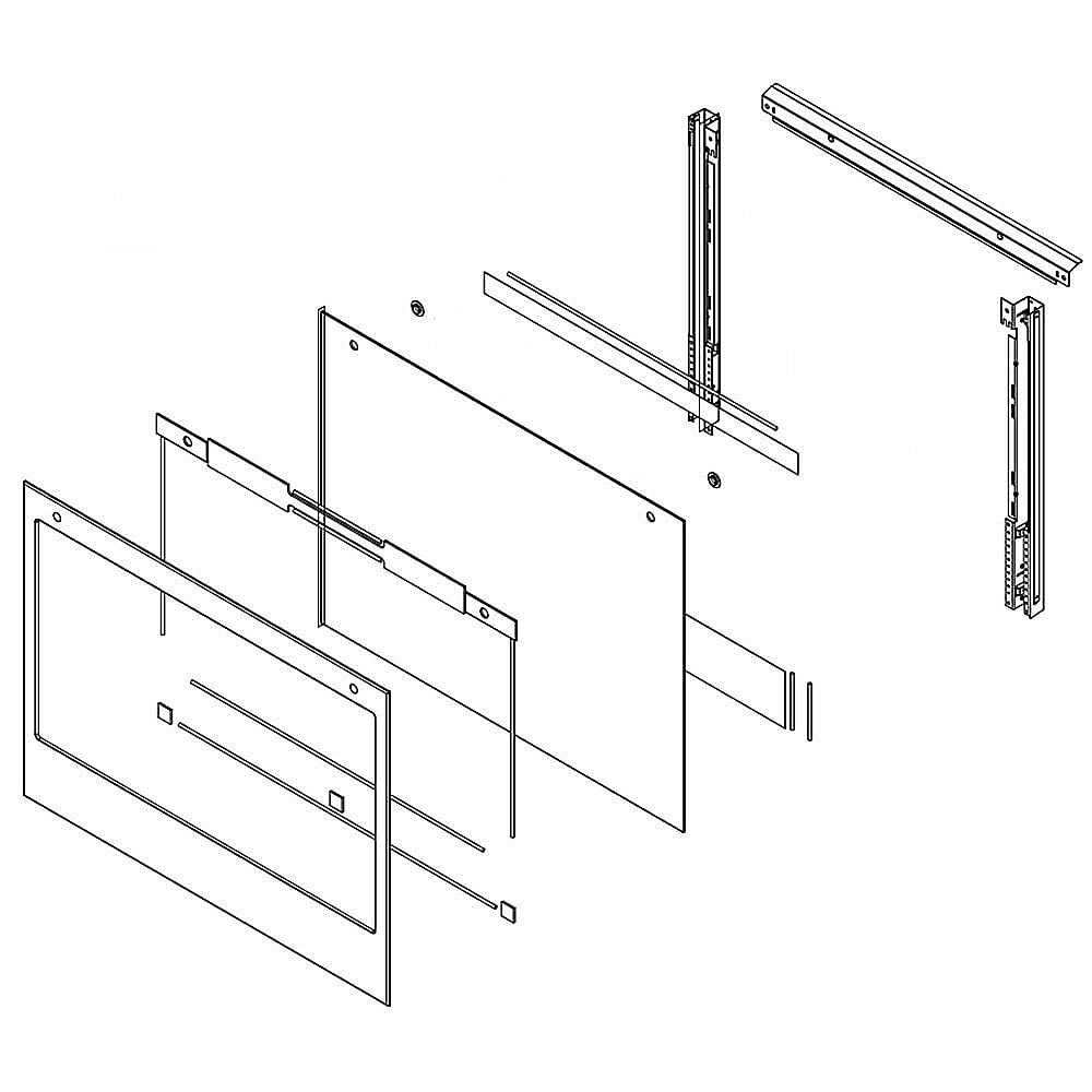 Part #w11455427, Wall Oven Door Outer Panel Assembly (Black) / 39.50 x 30.00 x 6.75