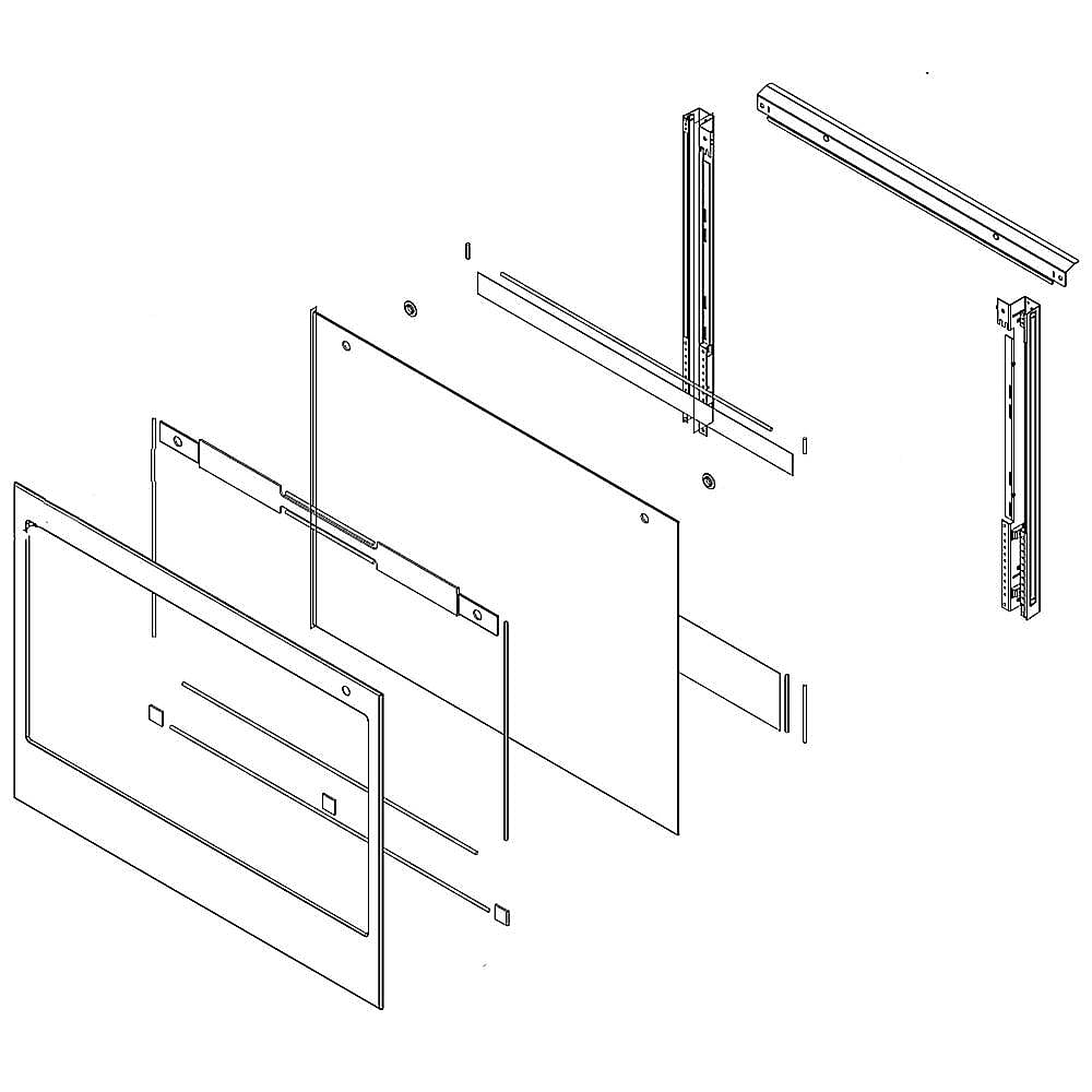 Part #w11457681, Wall Oven Door Outer Panel Assembly (Black) / 39.50 x 6.75 x 30.25