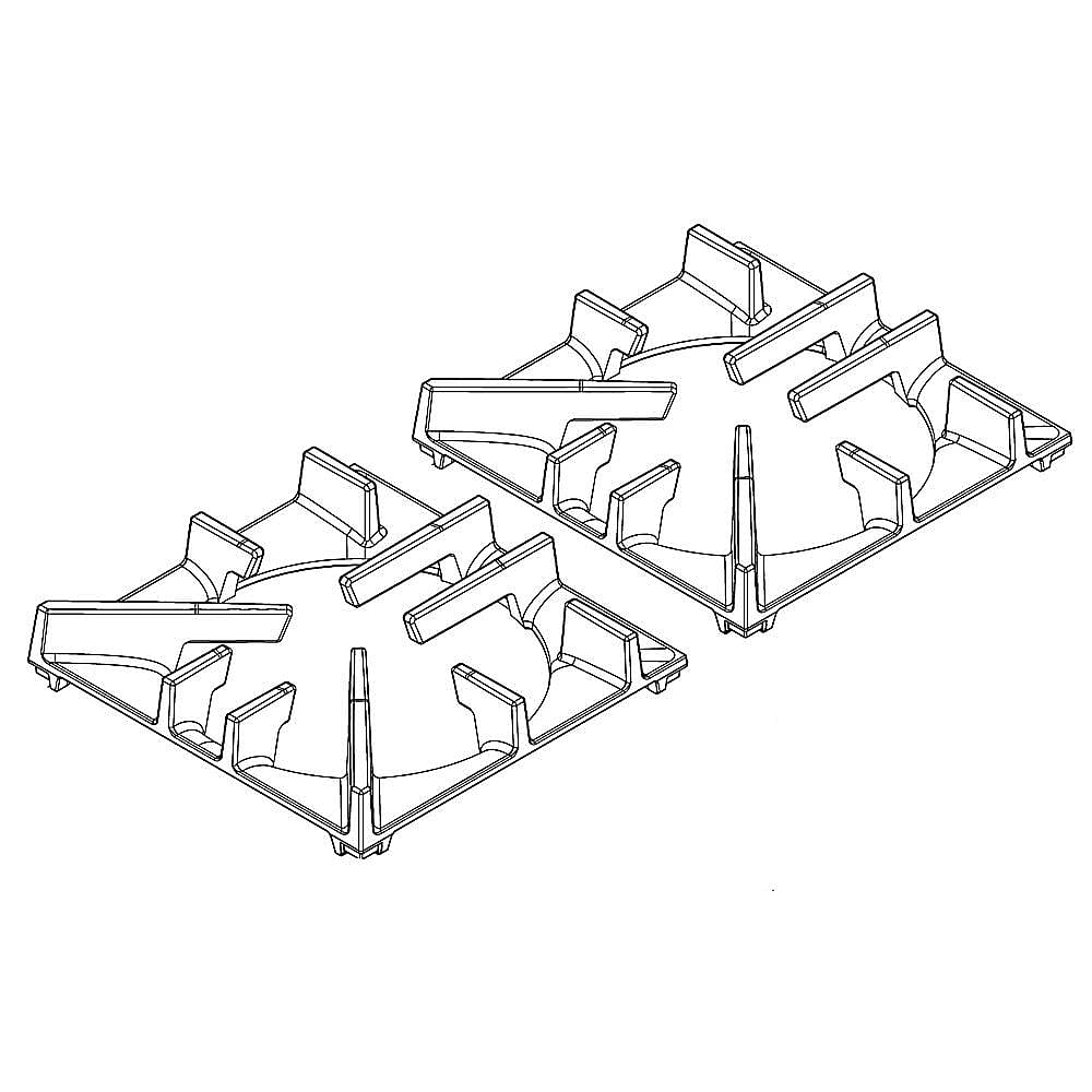 Part #w11515370, Range Surface Burner Grate Set (Black) / 21.50 x 12.50 x 2.20