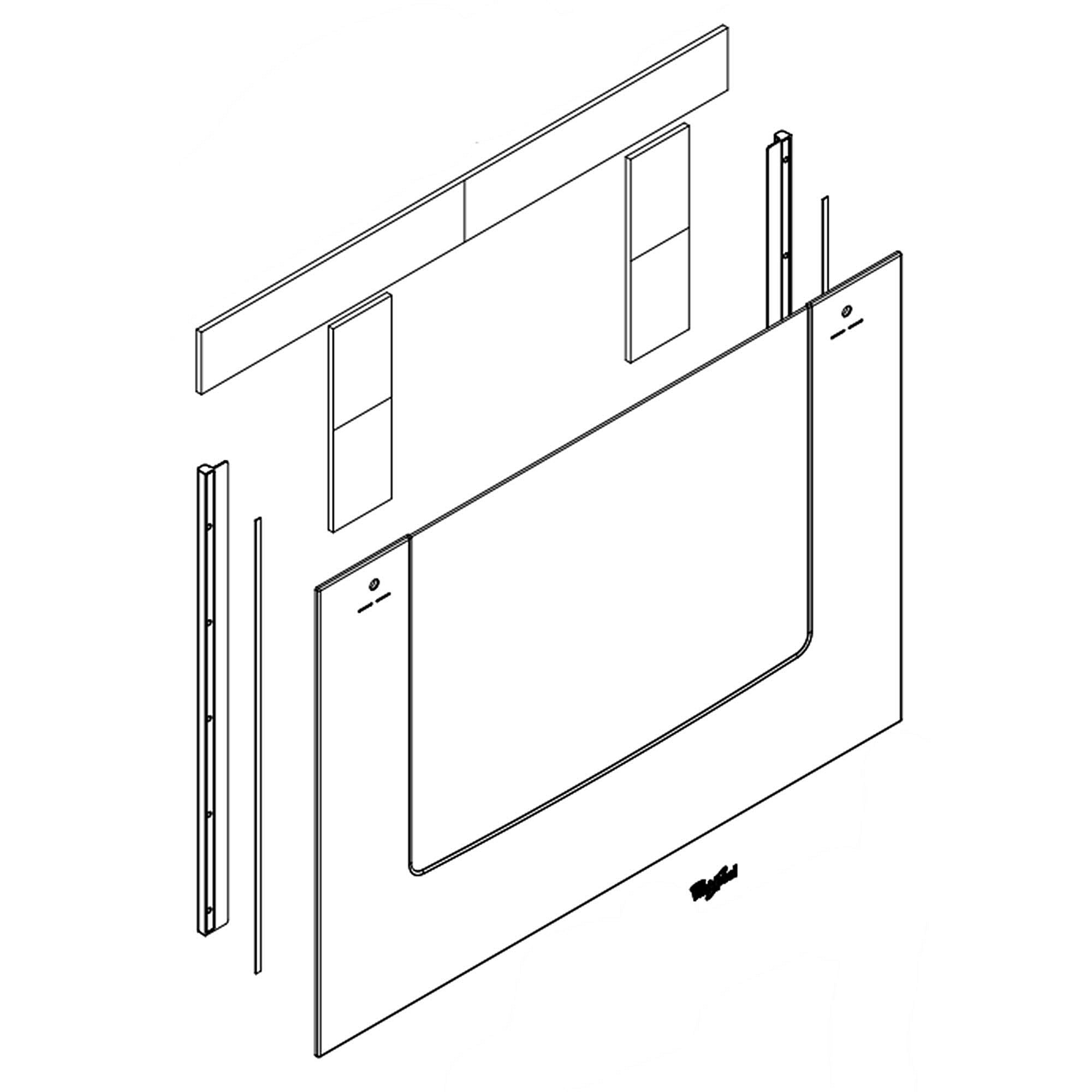 Part #w11600199, Range Lower Oven Door Outer Panel Assembly (Stainless)