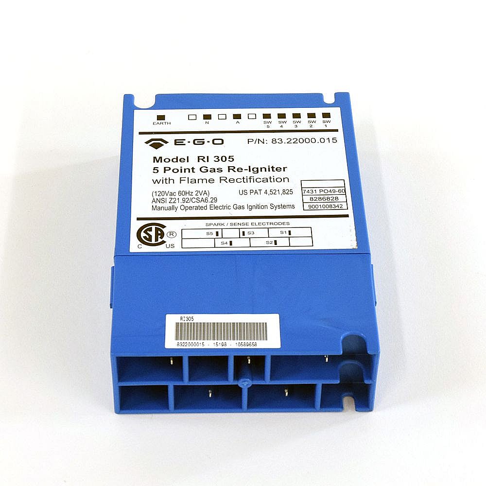Part #wp8286828, Cooktop Re-Ignition Spark Module (Replaces 8286828) / 3.62 x 5.31 x 1.25