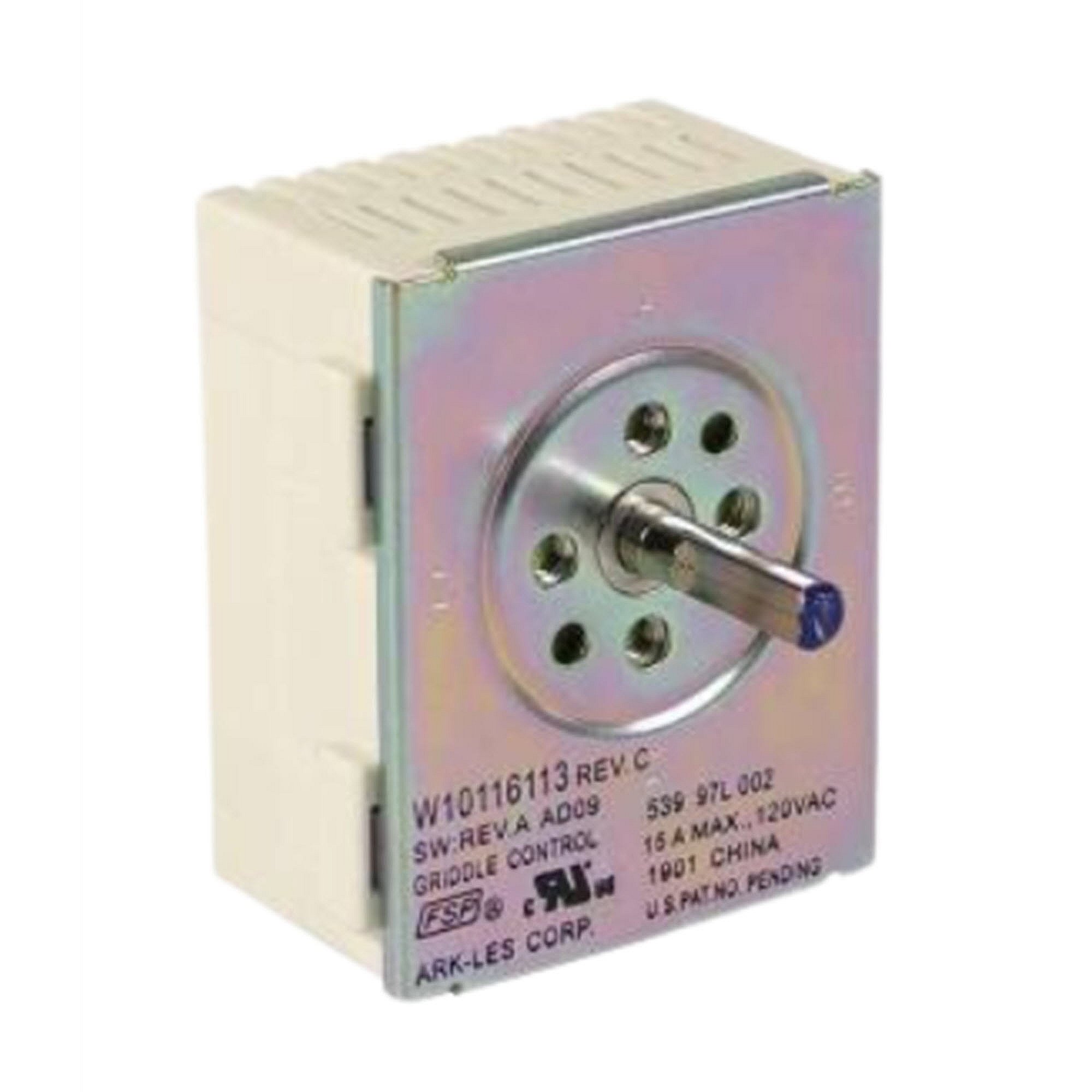 Part #wpw10116113, Range Griddle Surface Element Control Switch / 2.50 x 2.00 x 2.25
