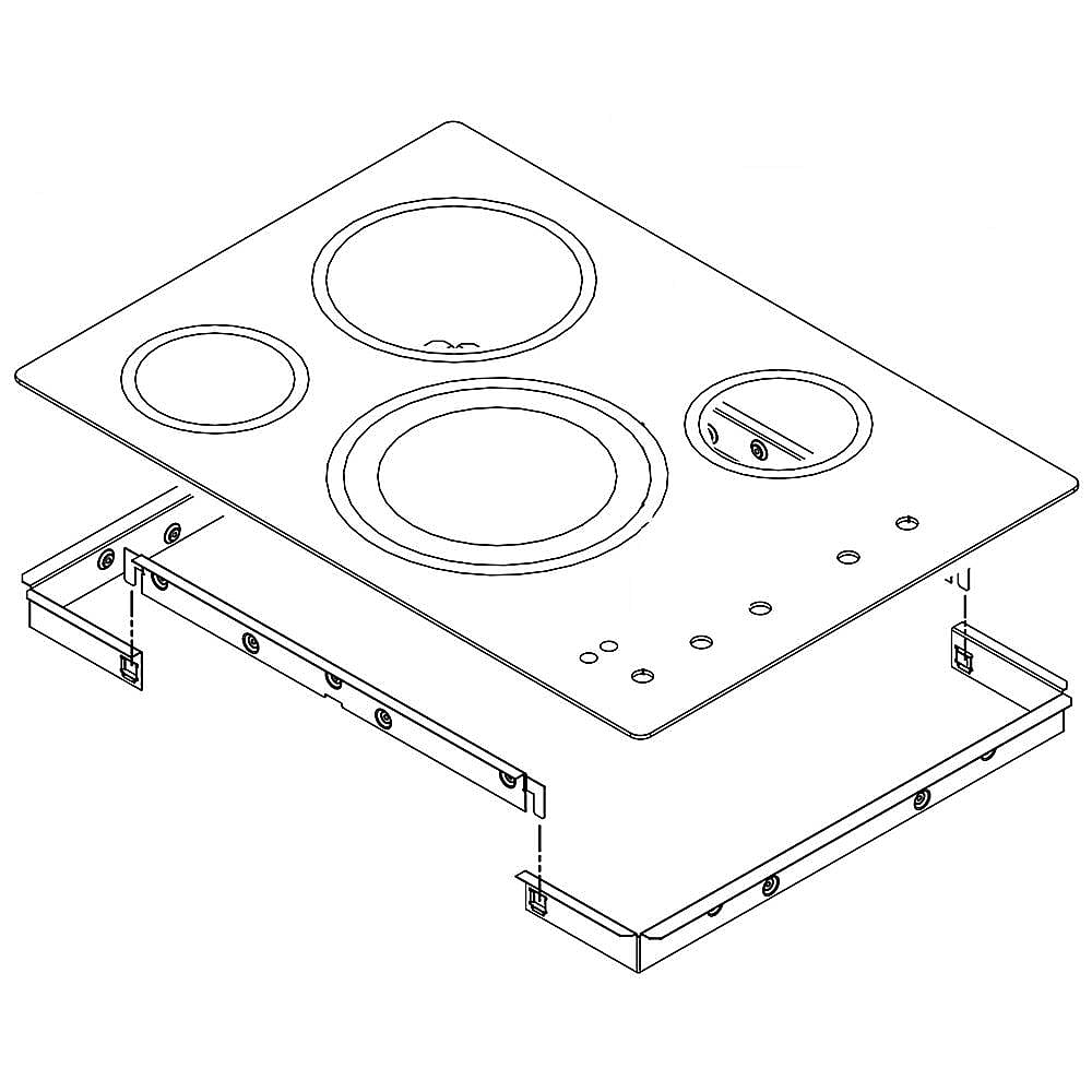 Part #wpw10365133, Cooktop Main Top Assembly (Biscuit) / 35.62 x 25.00 x 4.62