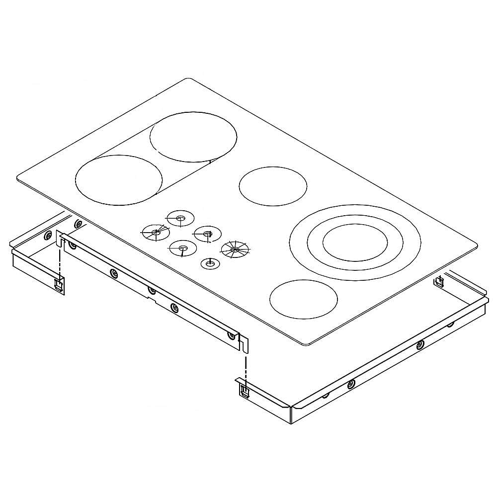 Part #wpw10365145, Cooktop Main Top Assembly (Stainless) / 41.12 x 25.00 x 6.12