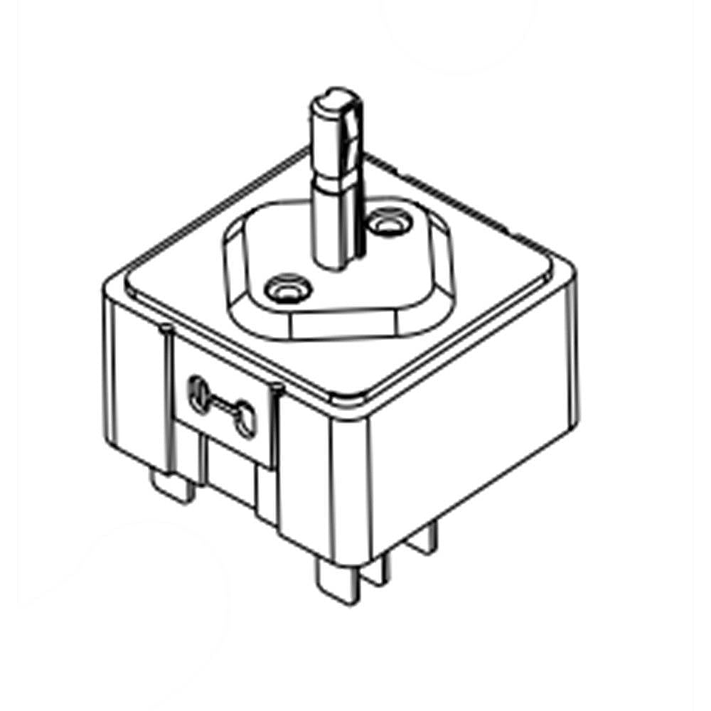 Part #wpw10391800, Cooktop Element Control Switch | 1.45 x 1.35 x 2.00
