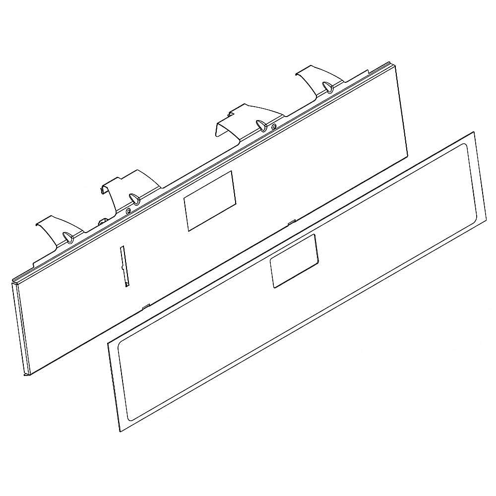 Part #wpw10531230, Range Oven Control Overlay (Stainless) | 8.57 x 3.82 x 30.94