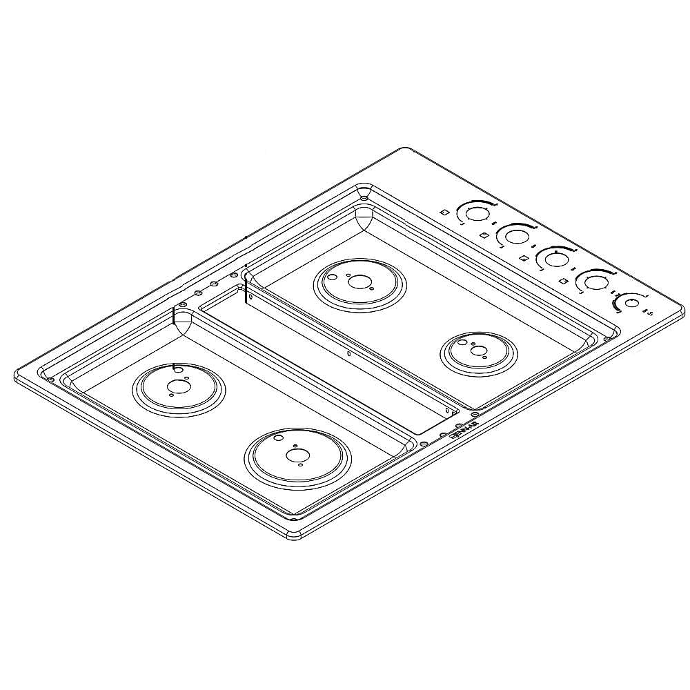 Part #wpw10555854, Cooktop Main Top (Black) / 39.57 x 6.82 x 30.32