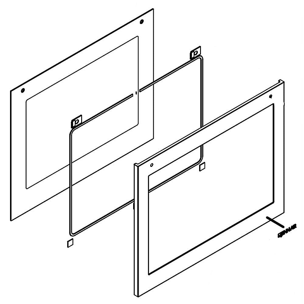 Part #wpw10634268, Range Oven Door Outer Panel | 39.57 x 6.82 x 30.32