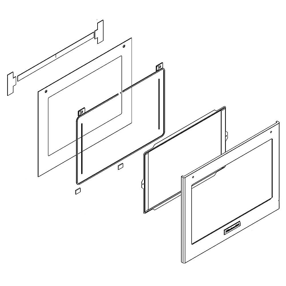 Part #wpw10634272, Range Oven Door Outer Panel Assembly / 32.38 x 25.25 x 2.12