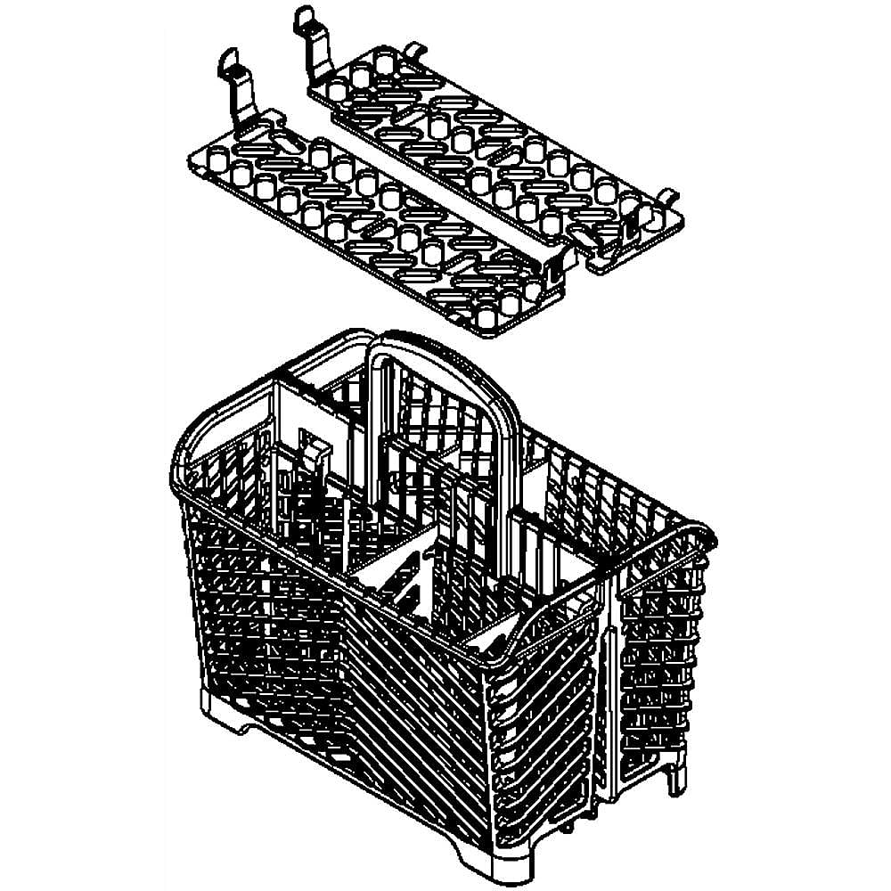 Part #w10656175, Dishwasher Silverware Basket Lid, Side / 9.75 x 3.00 x 2.12