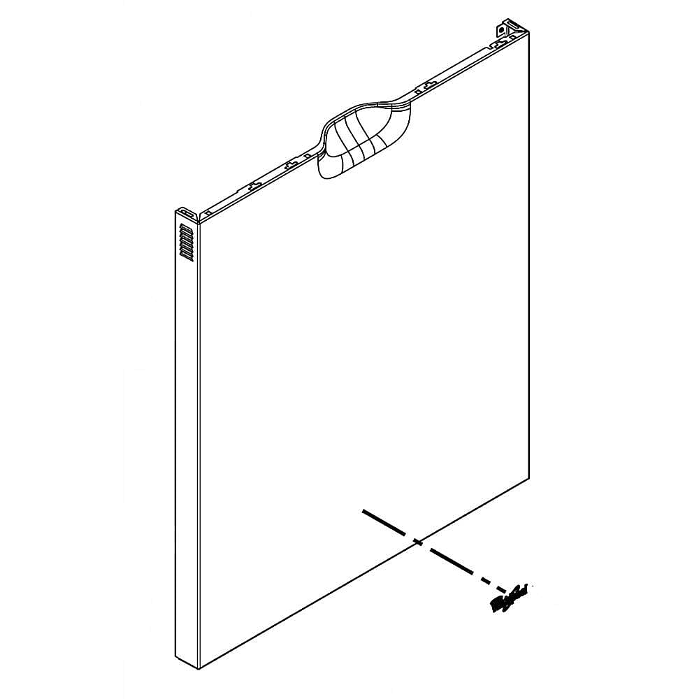 Part #w10802703, Dishwasher Door Outer Panel (Black) / 31.44 x 5.82 x 28.69