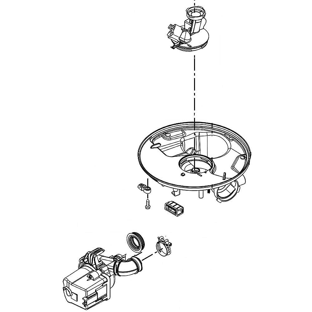 Part #w10847562, Dishwasher Circulation Pump Assembly (Replaces W10739633) / 16.00 x 15.00 x 9.88